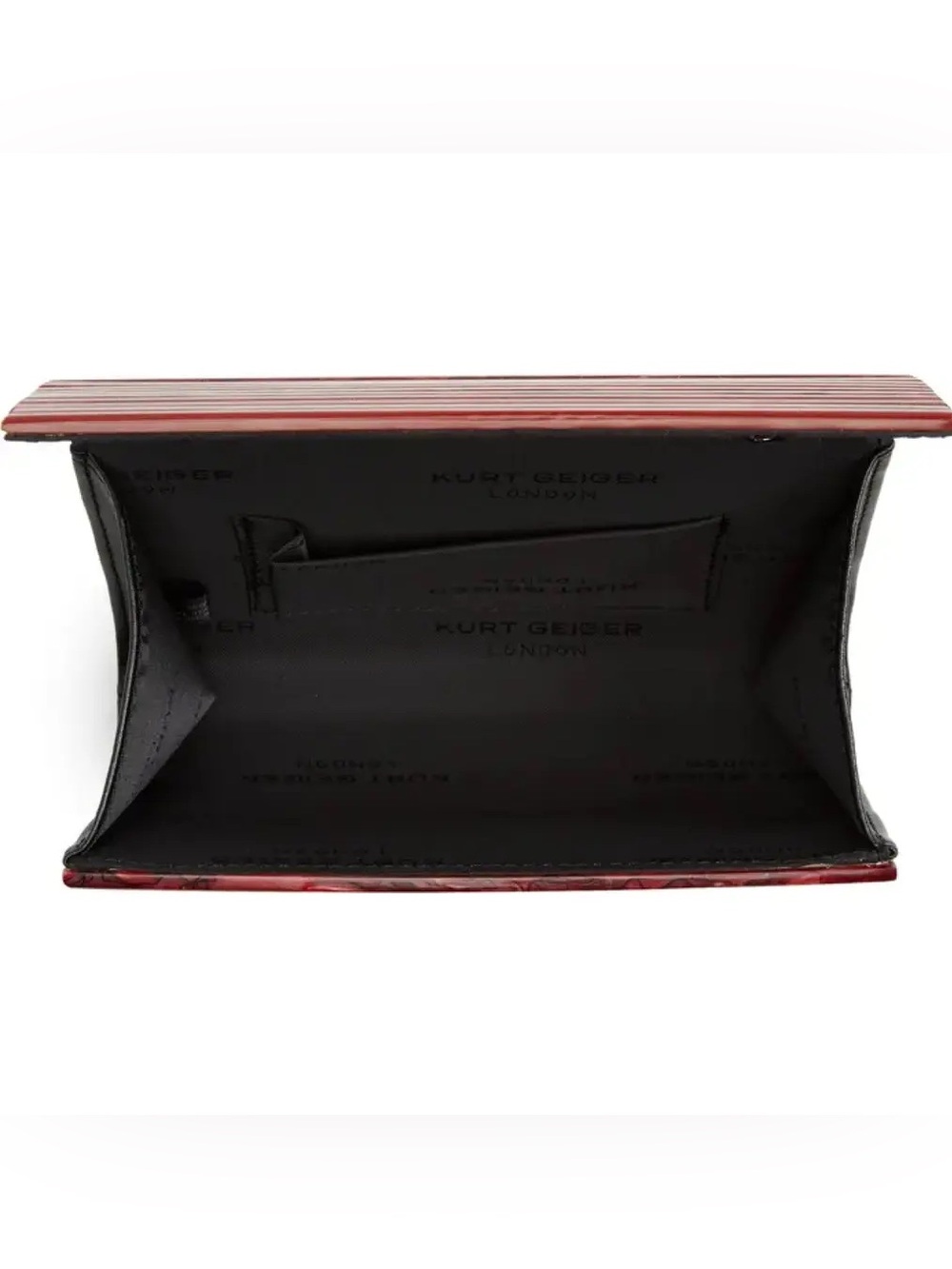 Kurt Geiger 🪢 Red Stripe Perspex Party Clutch - Picture 9 of 9